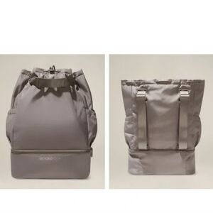 Beyond Yoga Convertible Gym Bag in Birch Graige transformer backpack trave muted